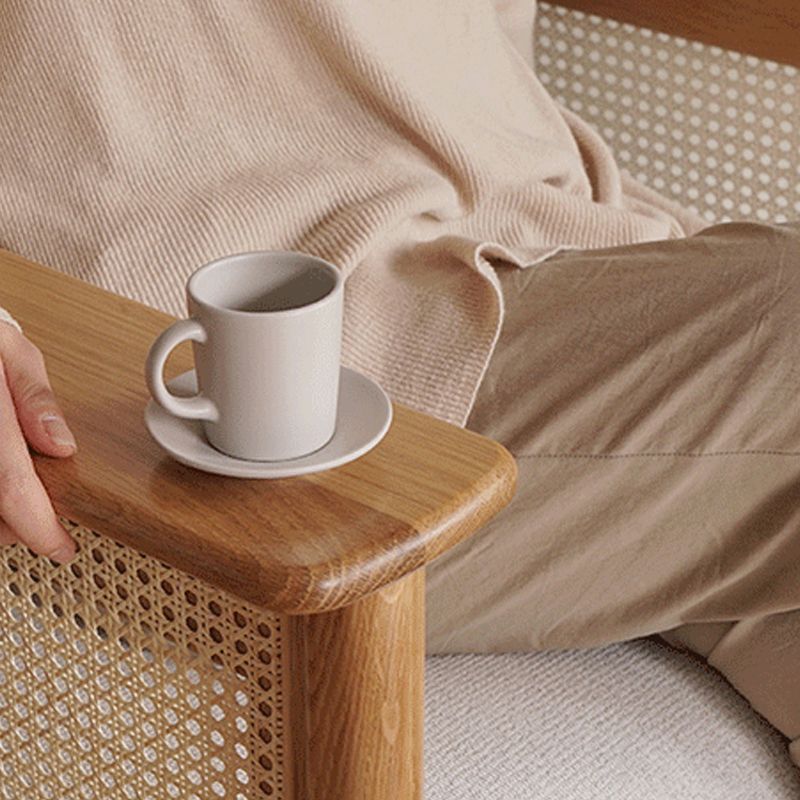 Solid Wood Sofa Square Arm Sofa with Loose Back in Natural Frame