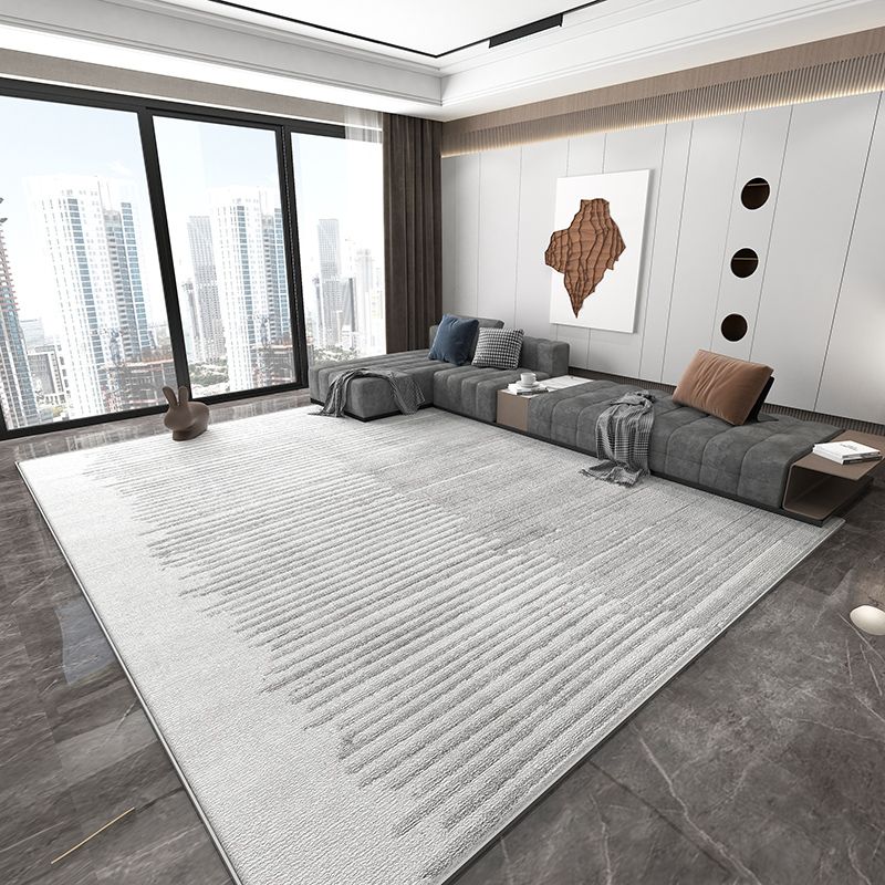 Grey Geometric Print Rug Modern Polyester Area Rug Stain Resistant Carpet for Home Decor
