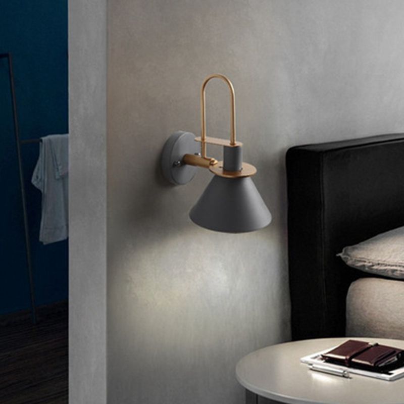 Metal Cone Shape Sconce Light Modern-Style 1 Light Wall Light Fixture