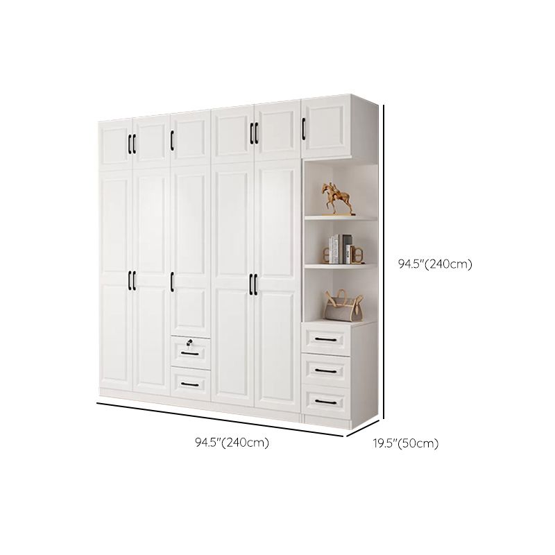 Hinged Wardrobe Cabinet White Wardrobe Armoire with Shelves for Home