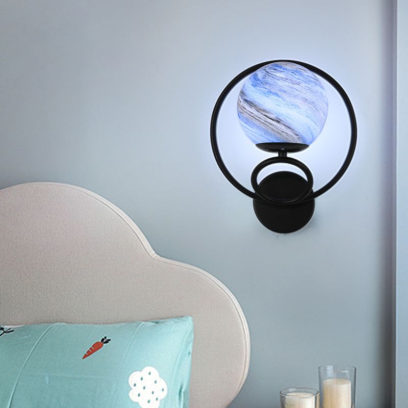 Contemporary Wall Sconce Globe Glass Wall Light Fixture for Living Room