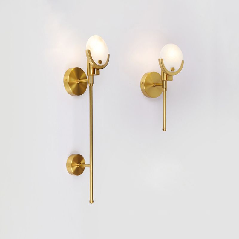 Nordic Metal Wall Light Round Shape 5" Wide Wall Sconce with Mica for Living Room