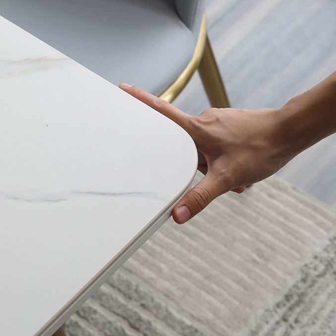 Scandinavian Style Sintered Stone Rectangle Dining Set with 4 Gold Legs Base