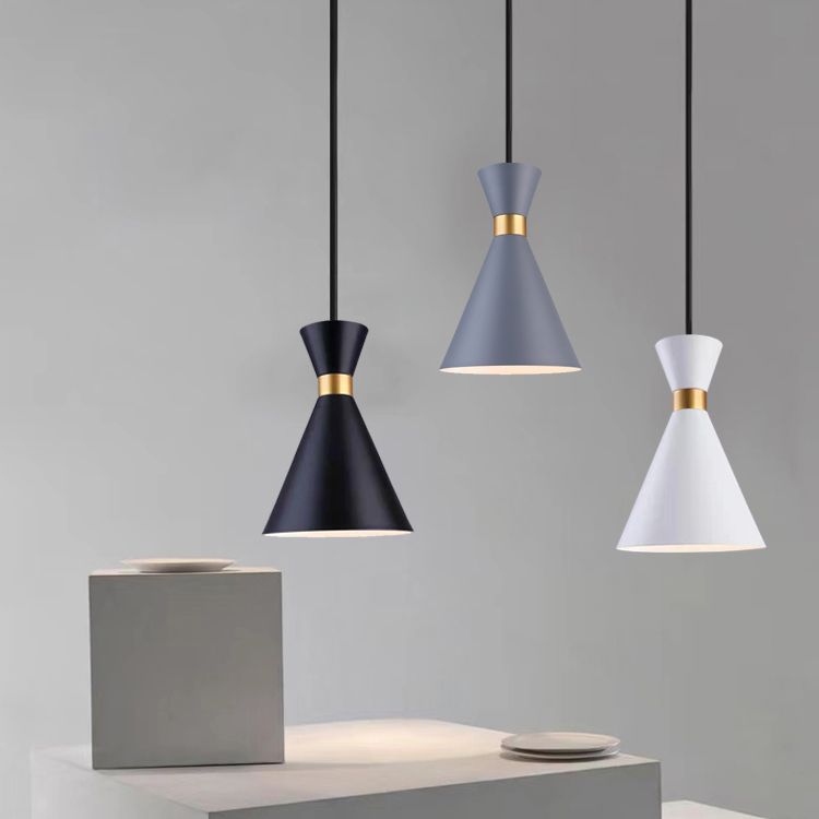 Metal Cone Hanging Lights Modern Macaron Style 1 Head Hanging Mount Fixture for Bedroom