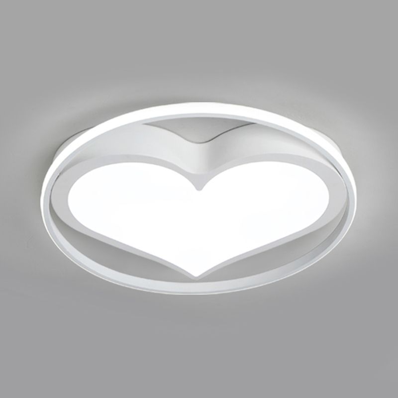 Modern Circular Ceiling Lamp with Loving Heart Acrylic Metal Flush Ceiling Light for Living Room