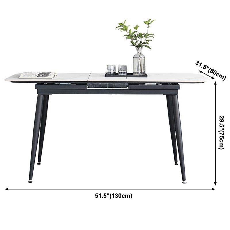 4-foot Stone Dinette Table Industrial Style Rectangle Dining Table with Drop Leaf