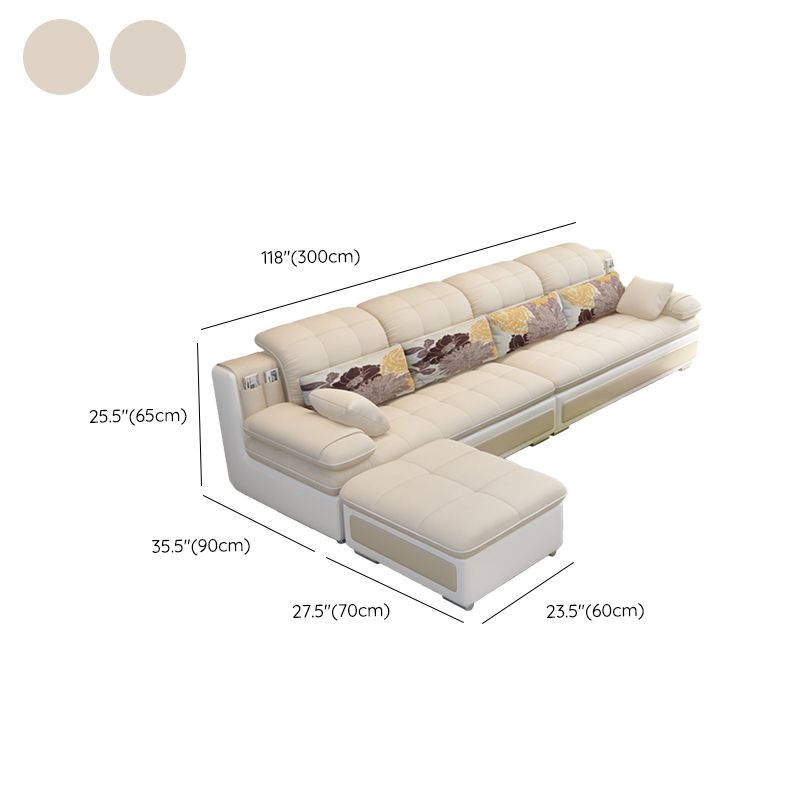 Scandinavian Pillow Top Arm Sectionals Sofa, Faux leather Chesterfield Sectionals
