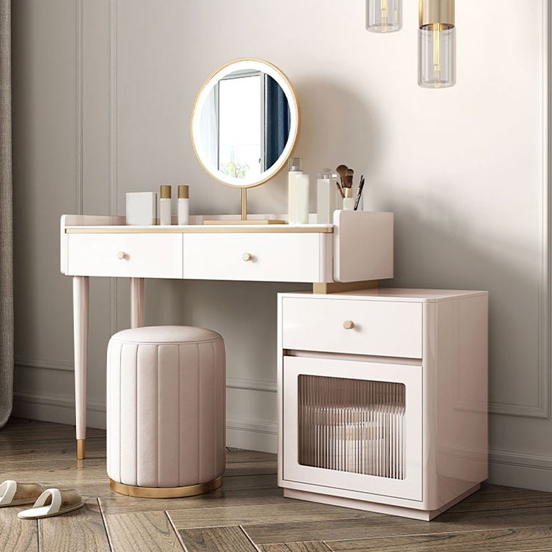 Glam Makeup Vanity Desk Slate Top Dressing Table With 3 Storage Drawers
