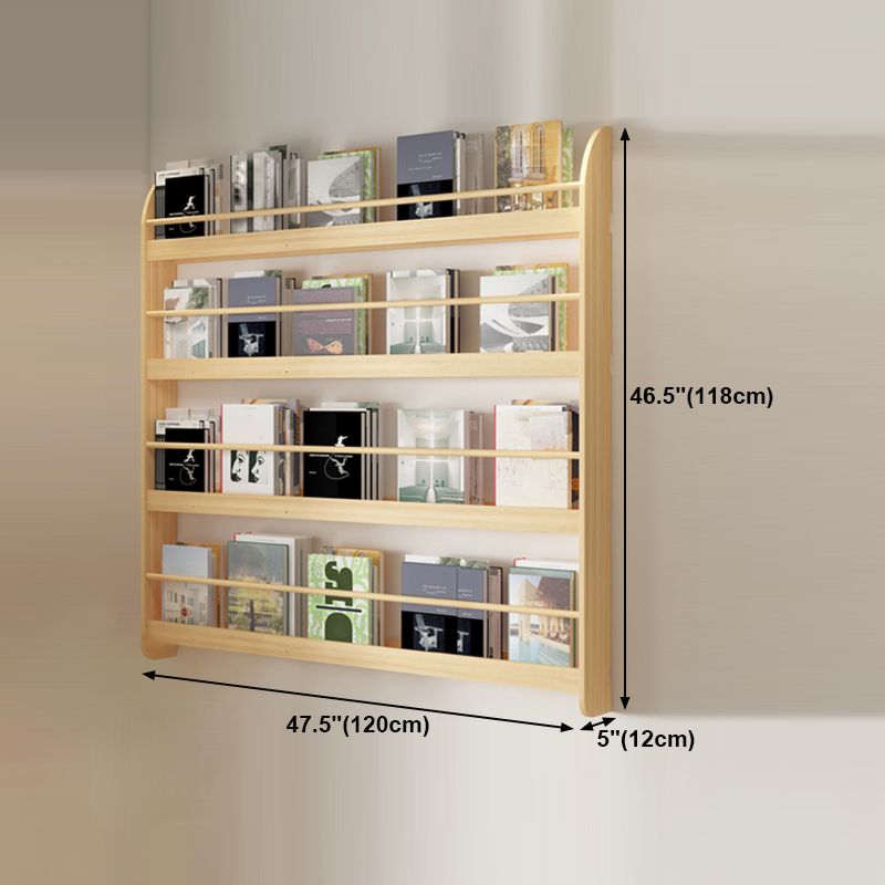 Wood Floating Bookcase Contemporary Style Wall Mounted Book Shelf