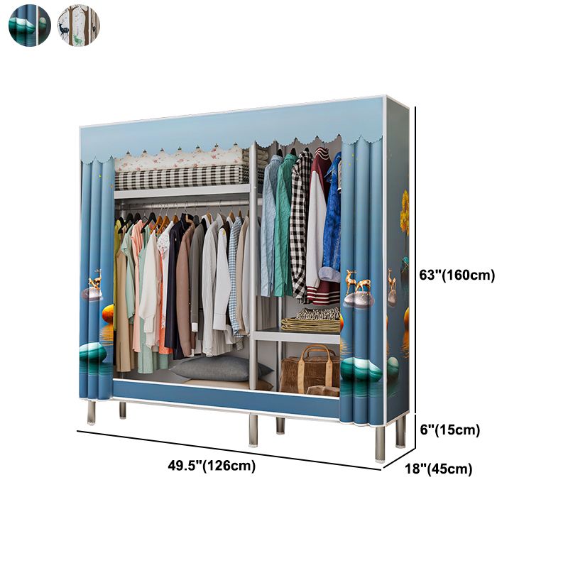 Contemporary Bedroom Wardrobe Metal Wardrobe Closet with Shelves