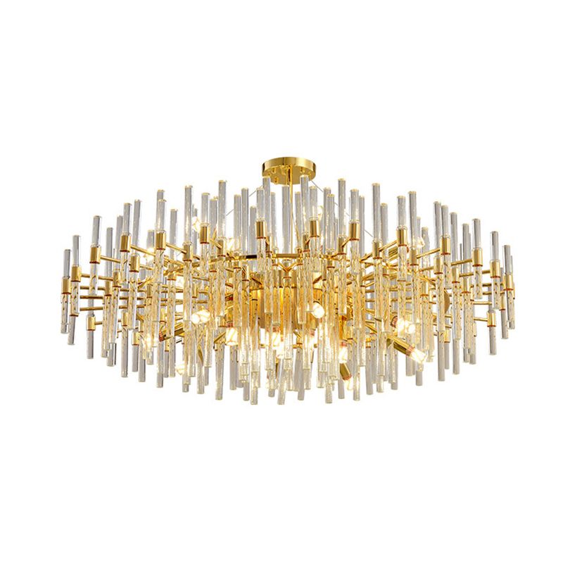 Geometrical Shaped Crystal Rod Chandelier Light Post-Postmodern Gold Pendant Light Fixture