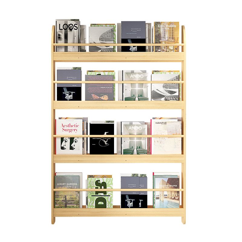 Wood Floating Bookcase Contemporary Style Wall Mounted Book Shelf