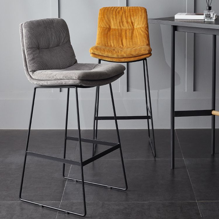 Coffee Shop Low Back Scandinavian Stool Matte Finish Upholstered Bar Stools