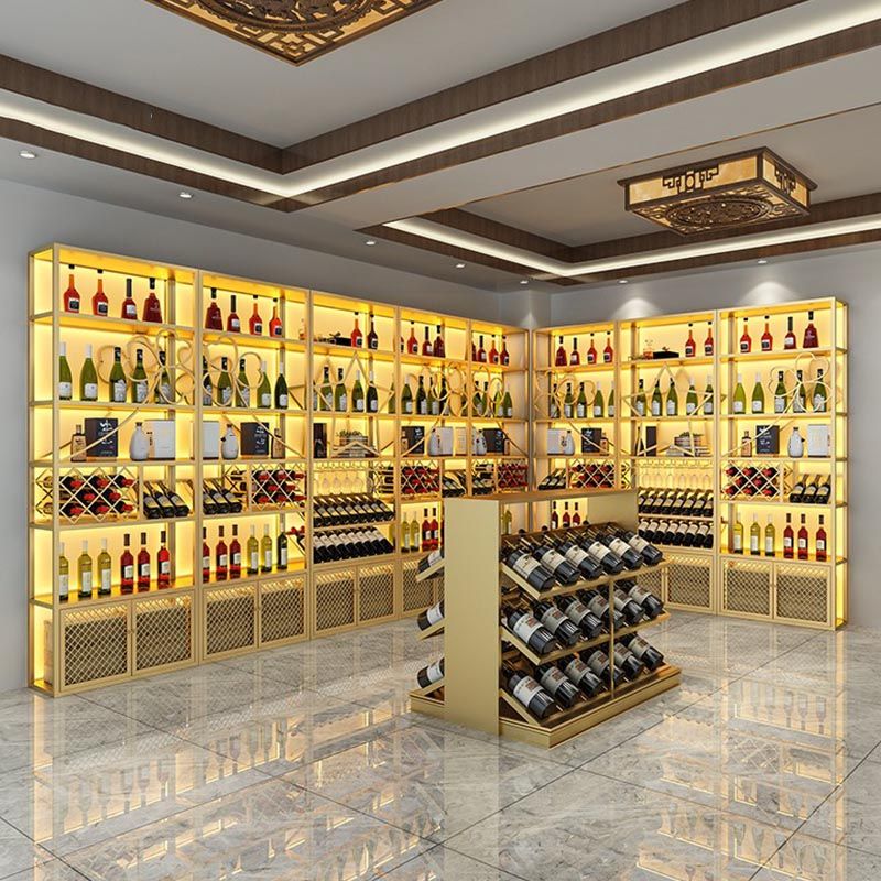 Gold Metal Wine Rack Bottle Freestanding with Shelf Wine Bottle Rack