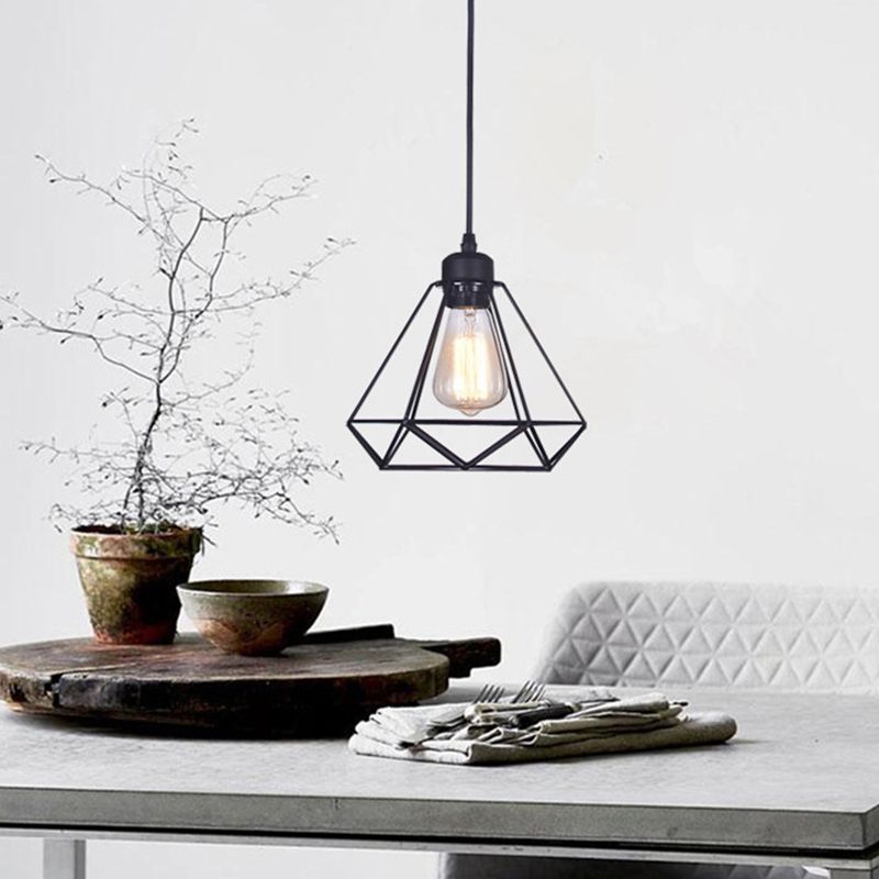 Diamond Iron Iron Cluster Lighting Industrial Retro Restaugh Hanging Lampada in nero
