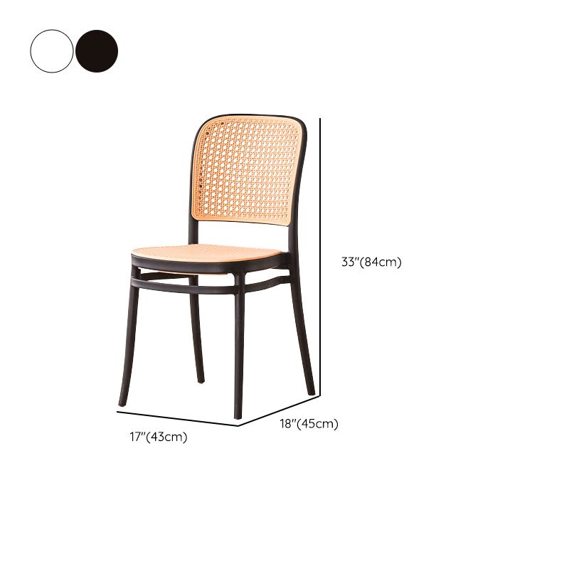 Contemporary Armles Dining Side Chair with Natural Back Stacking Chair