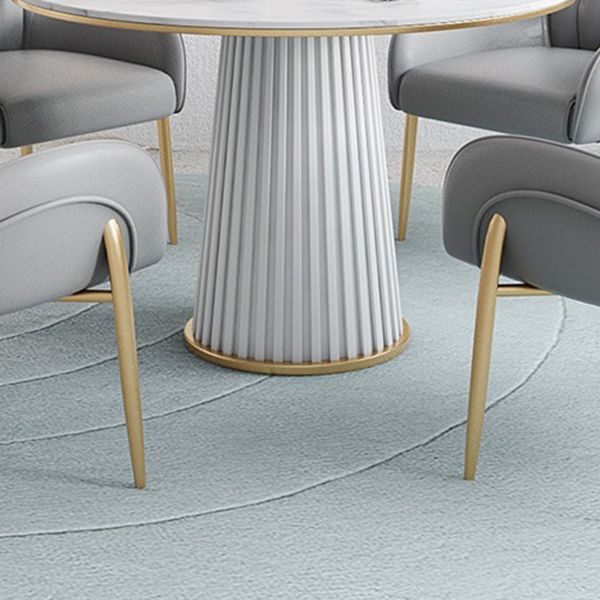 Mesa de comedor de piedra sinterizada redonda mesa de pedestal de lujo tradicional