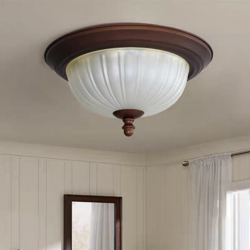 American Style Ceiling Light Dome Shape Ceiling Lamp with Glass Shade for Bedroom