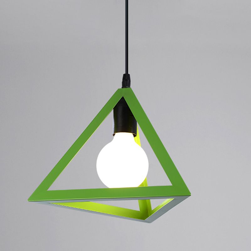 Simple Iron Ceiling Light Industrial Style Geometry Colorful Pendant Lamp for Houseroom