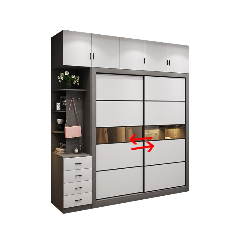 Contemporary Style Wooden Wardrobe White Colour Soft Close Door Wardrobe Closet