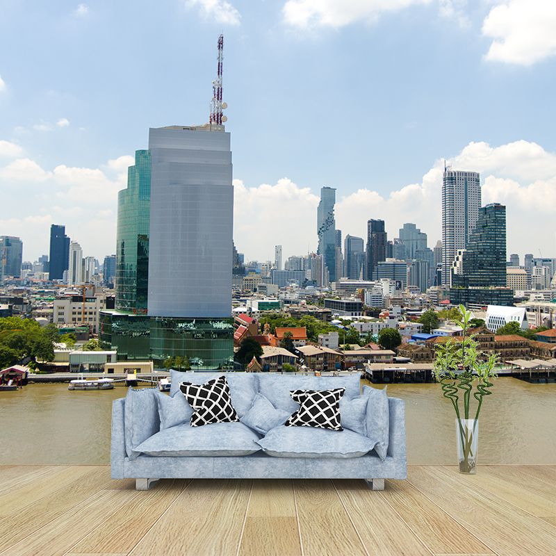 Thailand Cityscape Minimalist Wall Covering for Living Room, Size Optional