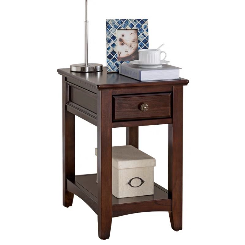 4 Legs Base Black Walnut/walnut Rectangle in Ash Wood Side Table