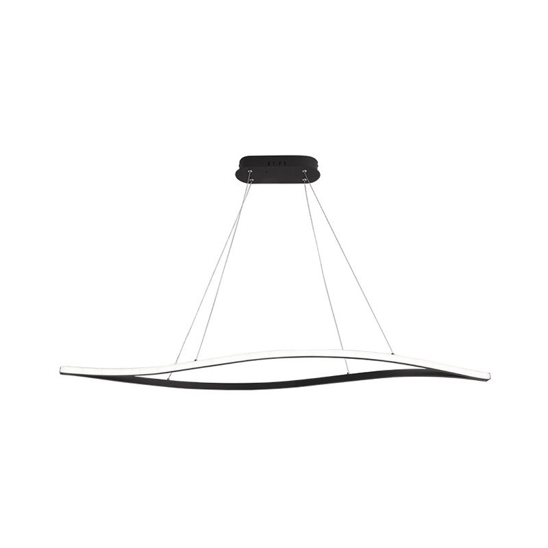 Leaf Shaped Aluminum Drop Pendant Simplicity Black/White LED Island Lamp in Warm/White Light, 31.5"/39" Wide