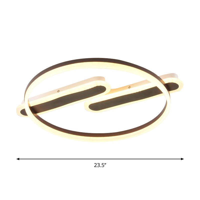 Acrylic Ringed Flush Light Contemporary LED Black Flush Mount Lamp with Dual Rectangle Canopy, Warm/White Light