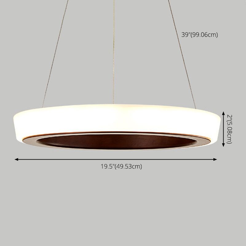 Circular LED Chandelier Light Fixture Simplicity Wooden Diner Ceiling Suspension Lamp