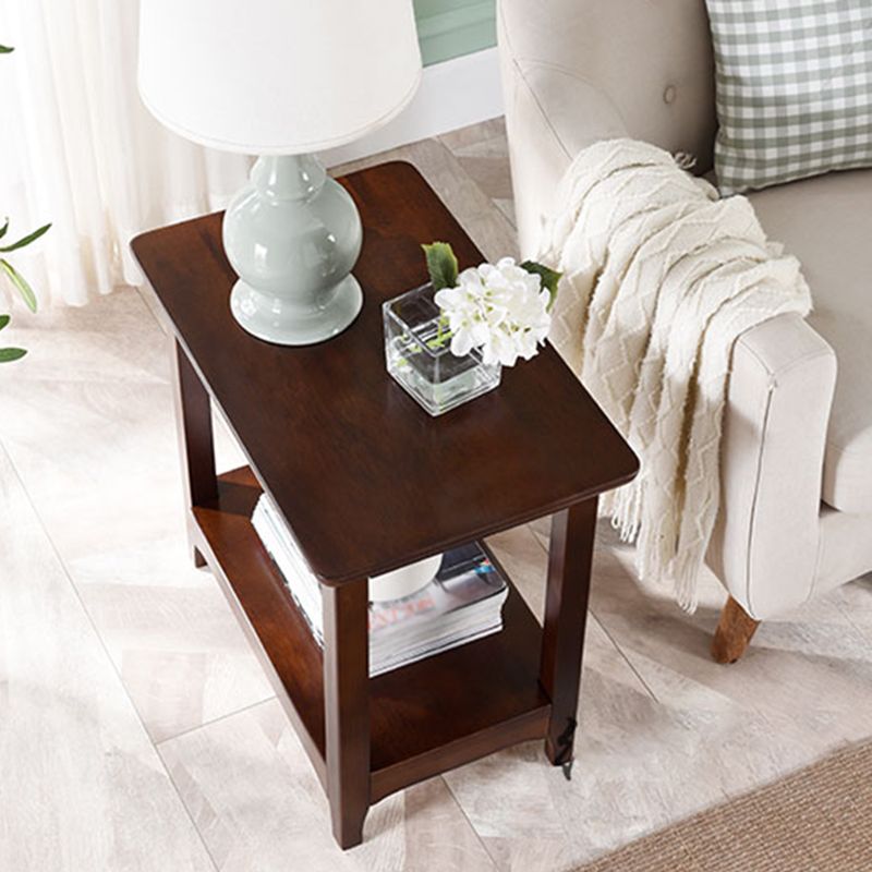 Modern Style Cocktail Table Rubber Wood Square Wood/walnut/black Coffee Table