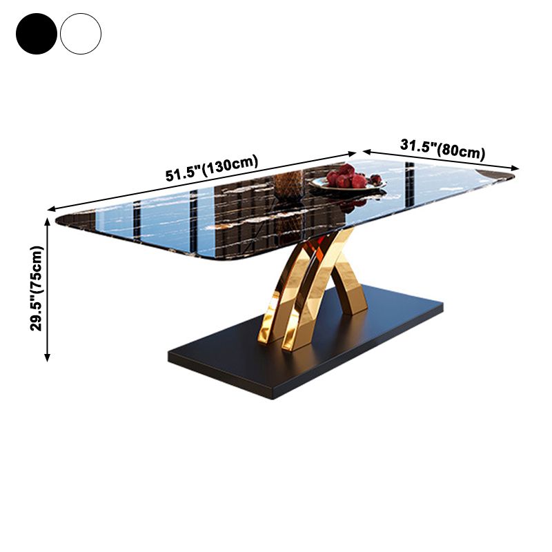 Traditional Luxury Dining Table Sintered Stone Table with Pedestal Base for Dining Room