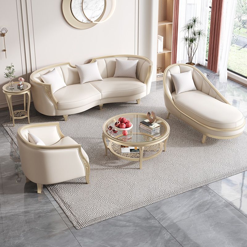 Scandinavian Living Room Sofa Genuine Leather Tuxedo Arm Seating