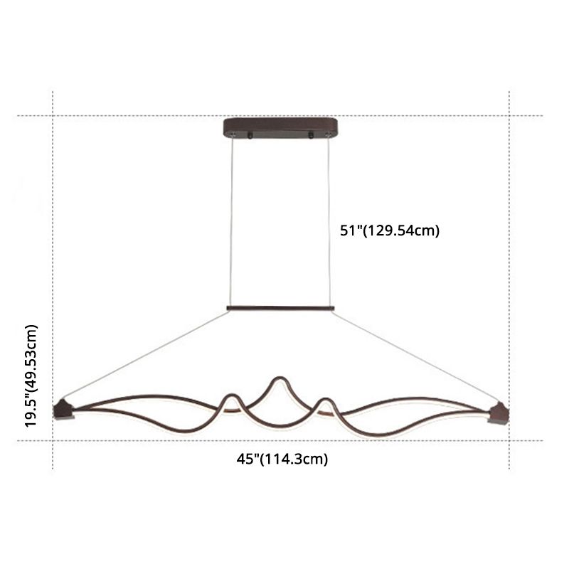 Coffee Twisting Hanging Light Fixture Contemporary LED Acrylic Ceiling Pendant Light