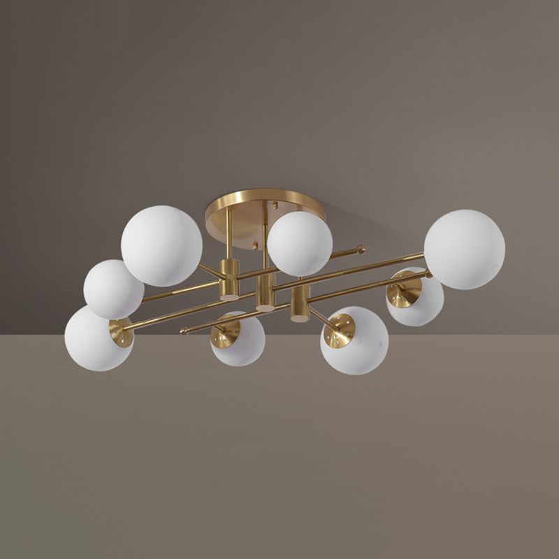 Glass Sputnik Shape Flush Ceiling Light Modern Multi Lights Flush Light Fixtures in Gold