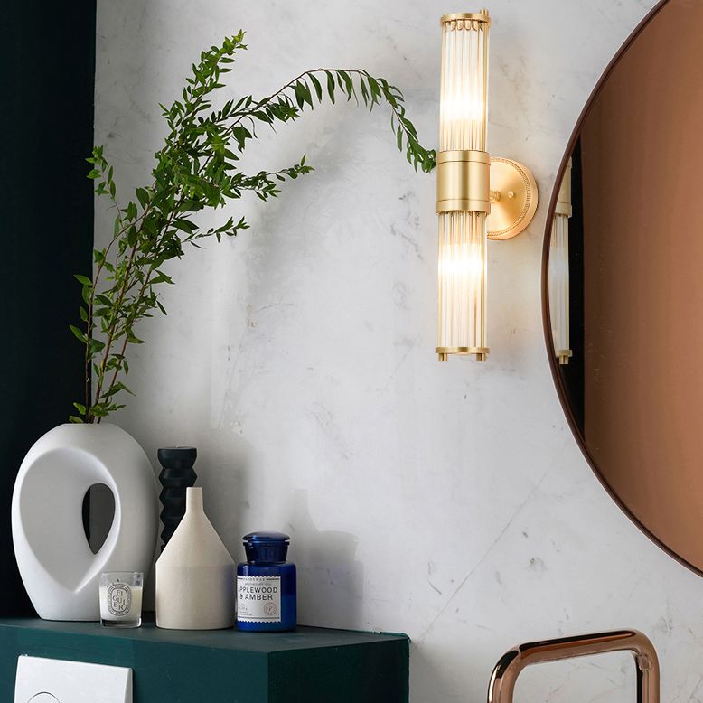 Gold Metal Wall Mount Lamp Contemporary Vanity Wall Light Sconces for Bathroom