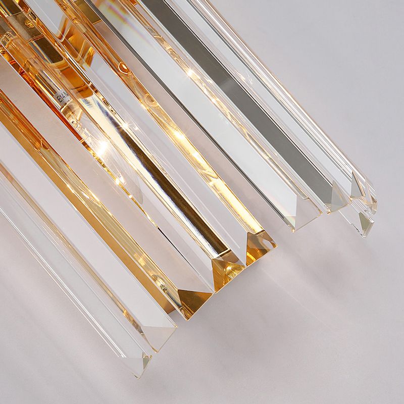 Moderno romantico a parete interno luce in acciaio inossidabile lampada a parete cilindrica con tonalità di cristallo