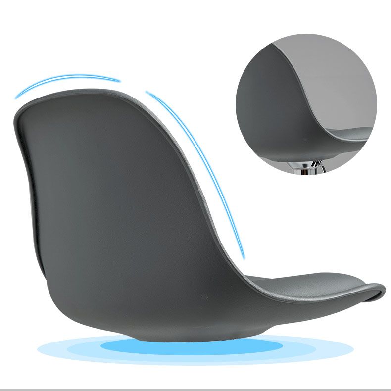 Contemporary Metal Barstool Low Back Faux Leather Cushion Footrest Stool