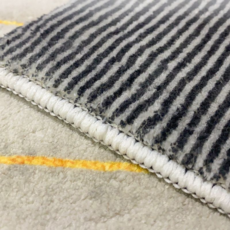 Grey Contemporary Rug Polyester Striped Rug Washable Rug for Living Room