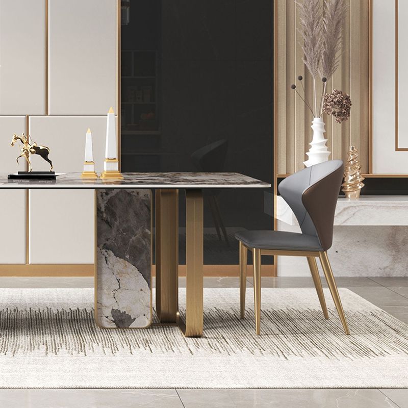 Luxurious Rectangle Dining Set 1/2/3/5/6/7/9 Pieces Sintered Stone Top Dinette Table Set