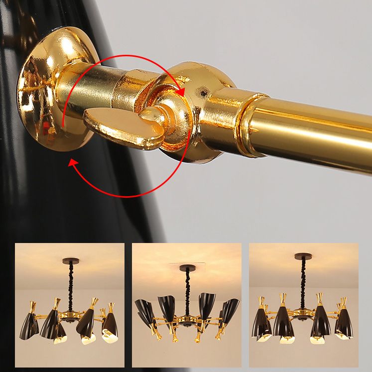 Trompeta negra colgante colgante de la lámpara de metal contemporánea accesorio de iluminación