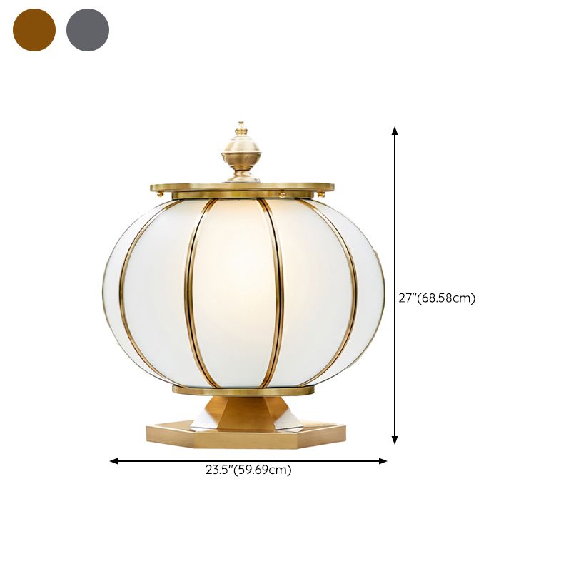 Round Shape Metal Solar Pillar Lamp Modern Style 1 Light Outdoor Light