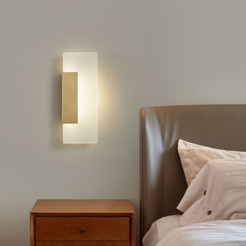 1-Light Rectangle Wall Lamp Modern Metal Sconce Light Fixture