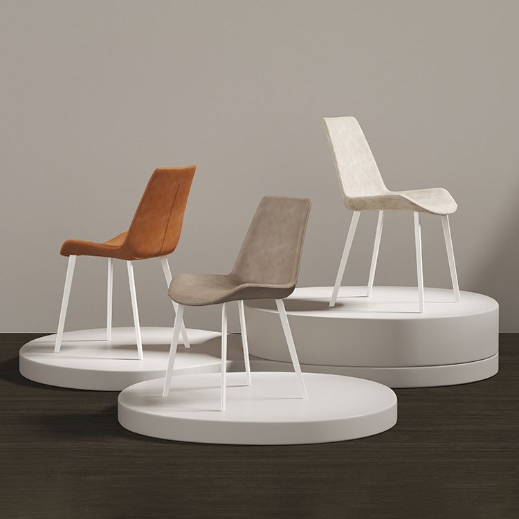 White Leg Contemporary Upholstered Armless Dining Room Chair for Home