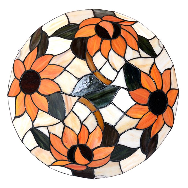 Sunflower Flush Mount Lighting Stained Glass Tiffany Flush Ceiling Light Fixtures