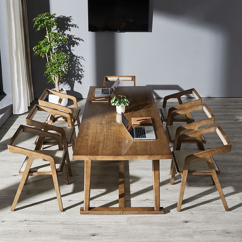 Mesa de comedor blanca de madera maciza rectángulo Simplicidad Mesa base de caballete para comedor