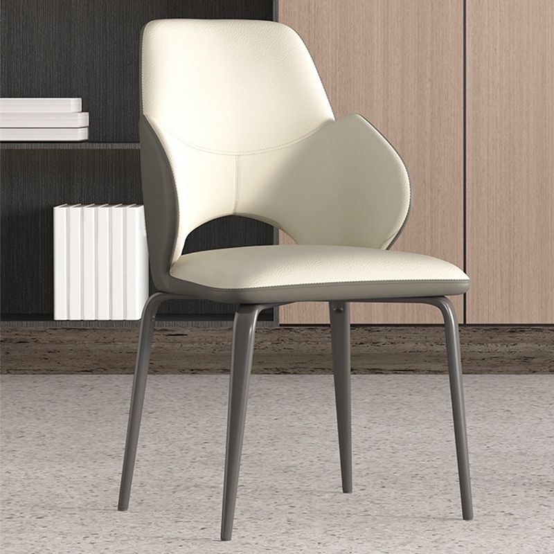 Modern Arm Chair Faux Leather Open Back Dining Room Chair for Kitchen