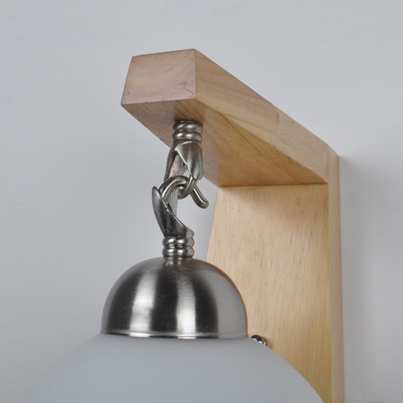 Lámpara de pared de estilo de estilo moderno accesorio de vidrio blanco de 1 bombilla Luz de montaje de pared de dormitorio