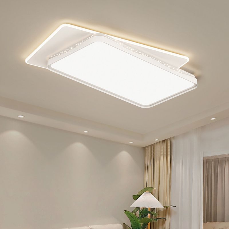 Modern LED Flush Mount Metal Geometric Shape Ceiling Light with Acrylic Shade for Bedroom