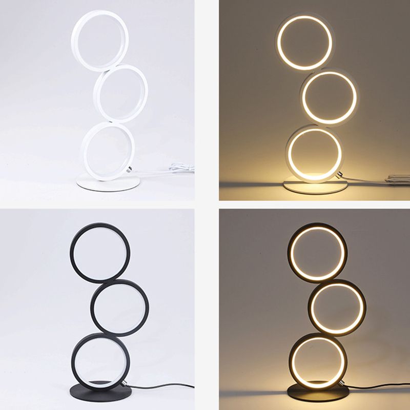 Table à LED en forme de bague Light Creative Minimalist 3-Light Night lampe pour le salon