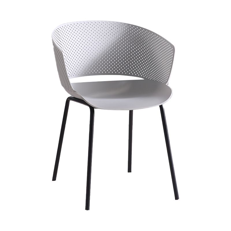 Comedor de metal Silla moderna Silla de comedor con respaldo abierto y brazo
